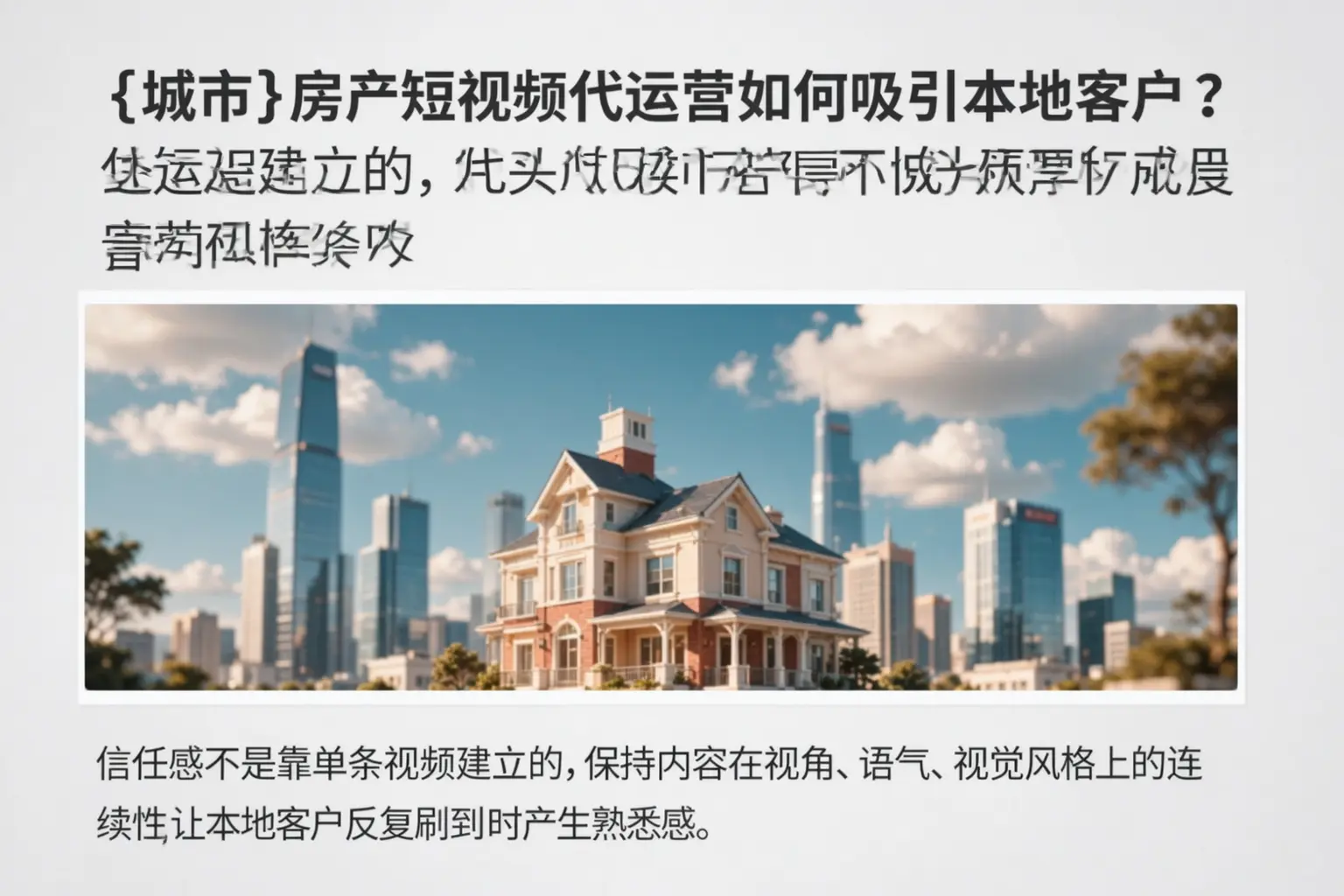 德昌房产短视频代运营如何吸引本地客户？
